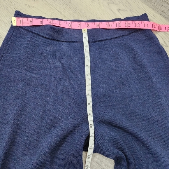St. John Basics Navy Blue Santana Knit Pull On Straight Leg Trouser Pants Sz 10 - Picture 12 of 13